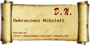 Debreczeni Nikolett névjegykártya